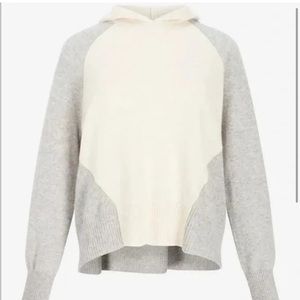 Express 100% Cashmere Hooded Sweater Gray Cream Size Medium Brand New With Tags